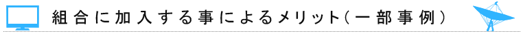 組合に加入する事によるメリット(一部事例)